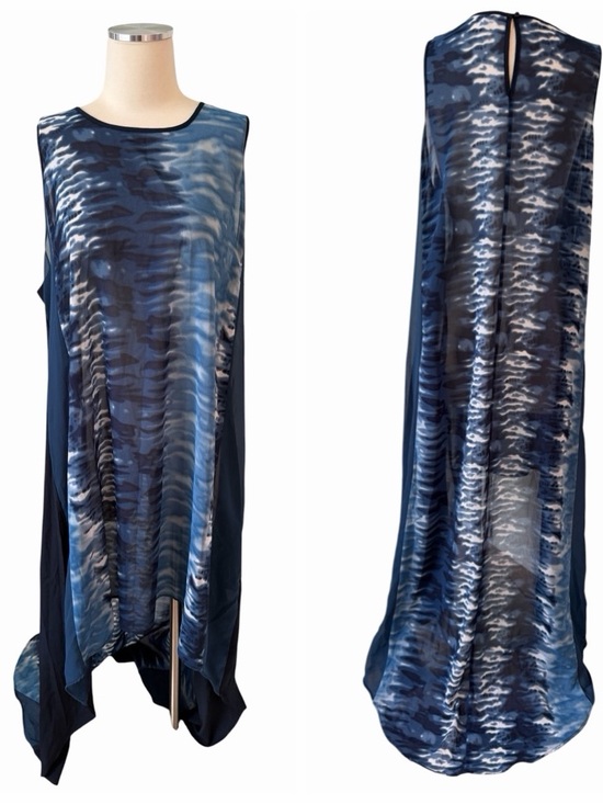 Dresses & Skirts - Hope & Luck Navy Blue Sheer Sleeveless Asymmetric Dress Beach Coverup sz XL